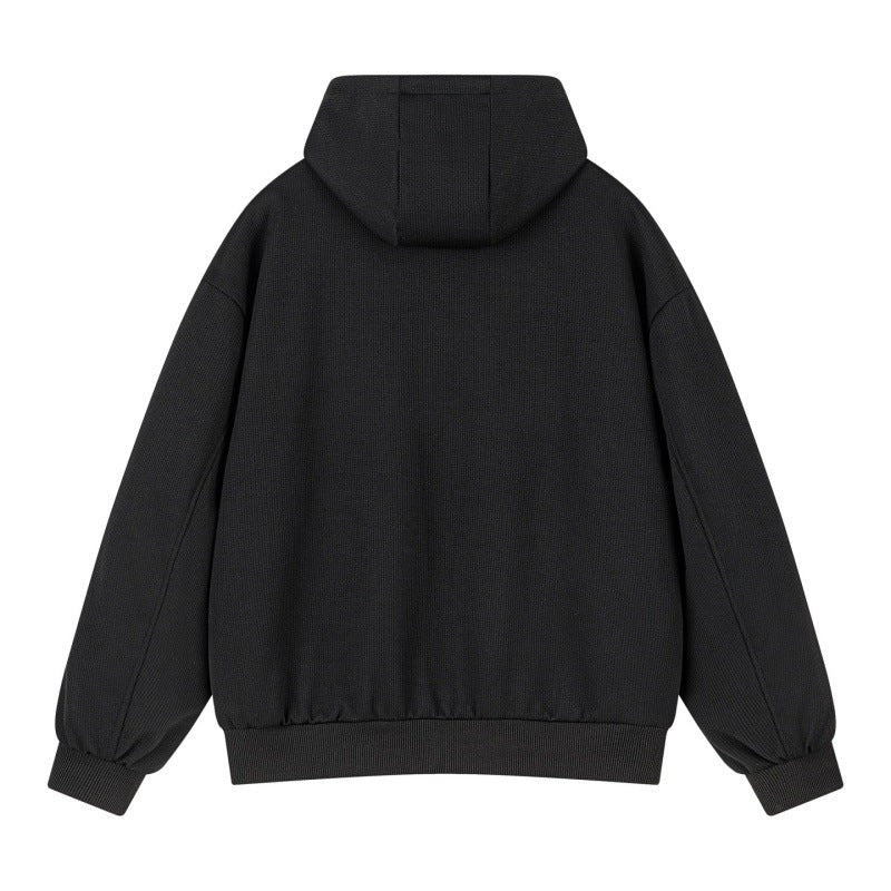 Unisex Oversize Kapuzen-Sweatjacke mit kontrastierenden Reißverschlüssen & geripptem Saum Drune