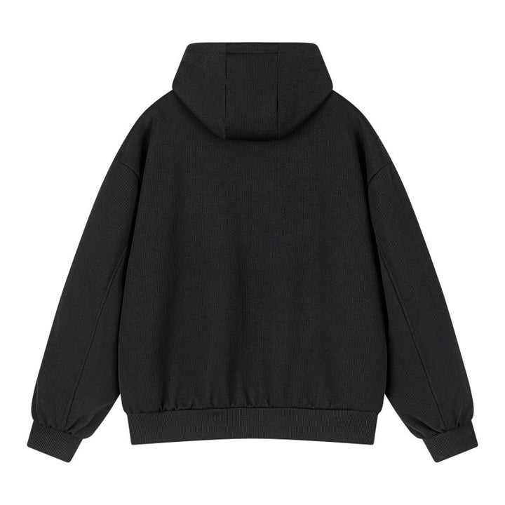 Unisex Oversize Kapuzen-Sweatjacke mit kontrastierenden Reißverschlüssen & geripptem Saum Drune