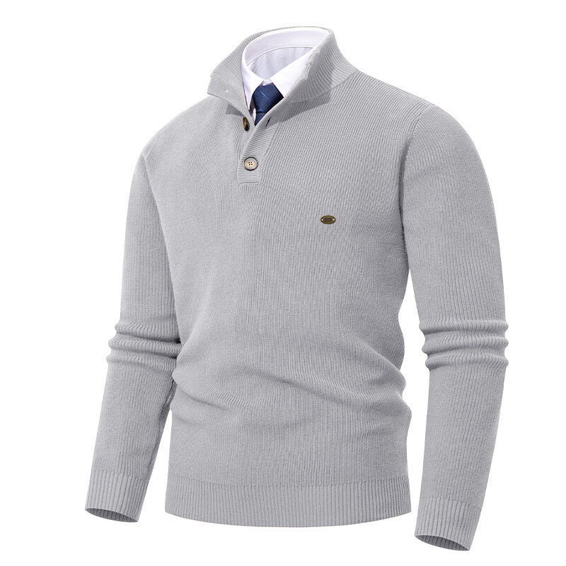 Herren Strickpullover mit Knopfdetails und modernem Stehkragen Drune