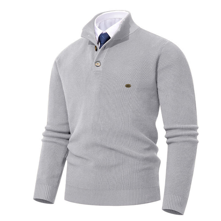 Herren Strickpullover mit Knopfdetails und modernem Stehkragen Drune