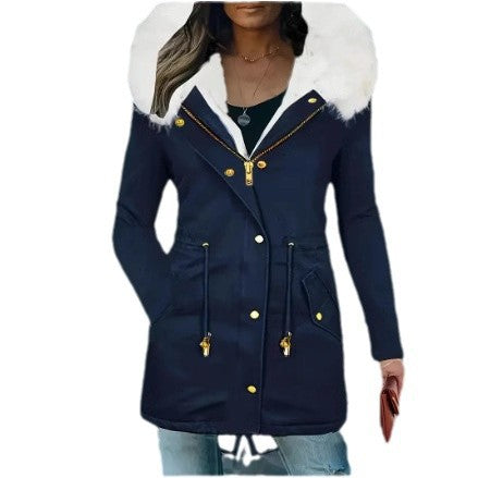 Damen gefütterte Winterjacke mit abnehmbarer Kapuze Drune