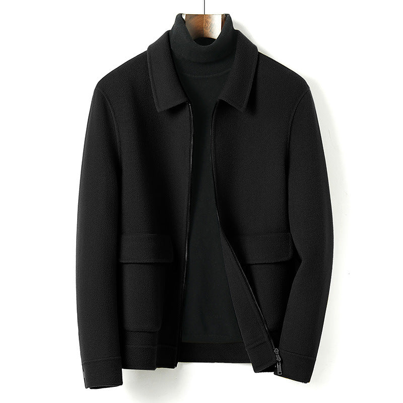 Herren Wollmix-Übergangsjacke mit Stehkragen, Reißverschluss und Pattentaschen Drune