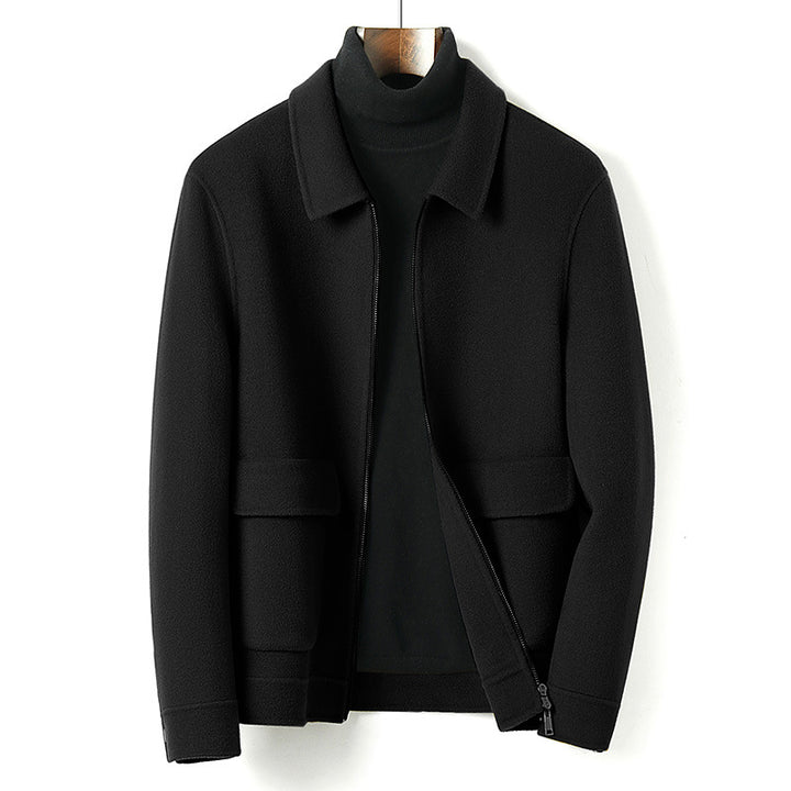 Herren Wollmix-Übergangsjacke mit Stehkragen, Reißverschluss und Pattentaschen Drune