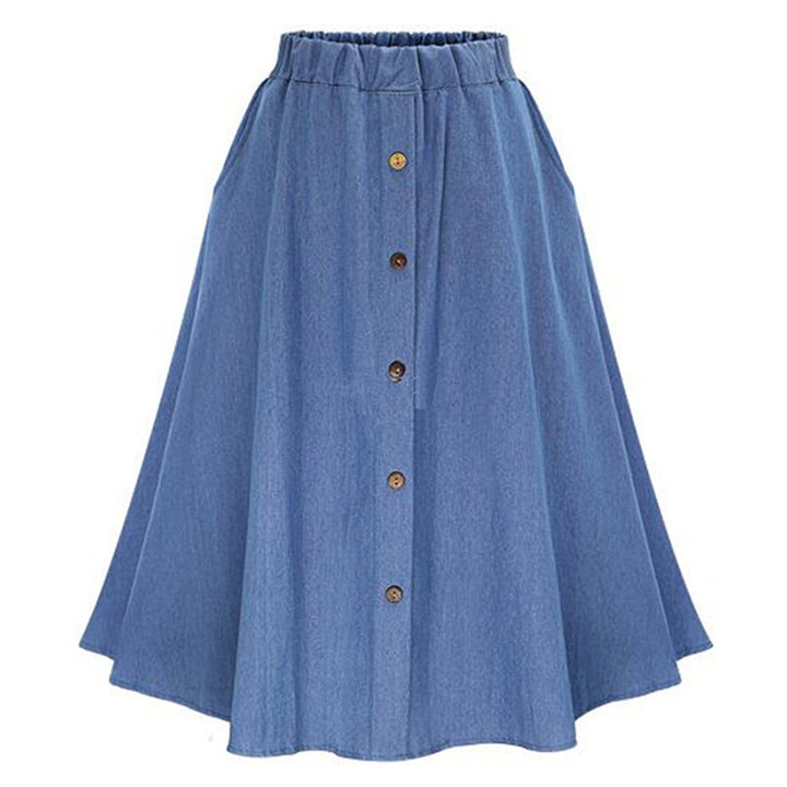 Damen Langer Denim-Rock mit Knopfdetails Drune