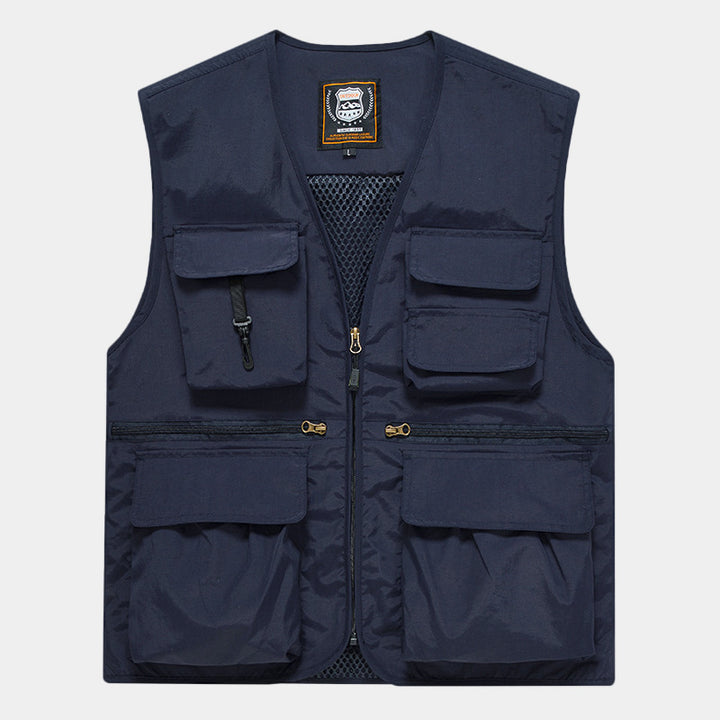 Herren Multifunktionsweste im Expeditionsstil mit Mesh-Innenfutter und Schnellzugriffstaschen Drune