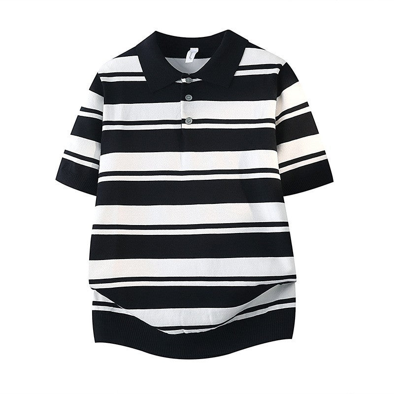 Damen Kurzarm Poloshirt mit gestreiftem Design Drune