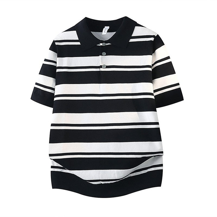 Damen Kurzarm Poloshirt mit gestreiftem Design Drune