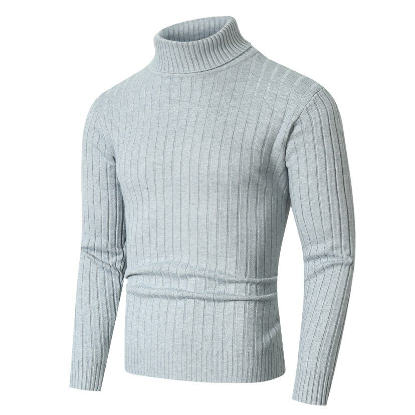 Herren Figurbetonter Rippenstrick‑Rollkragenpullover mit Stretch‑Feinstrick Drune