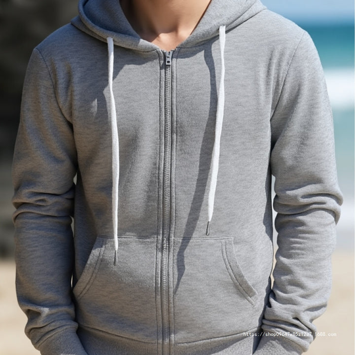 Herren Kapuzen‑Sweatjacke mit durchgehendem Reißverschluss, Kängurutaschen & weichem Futter Drune