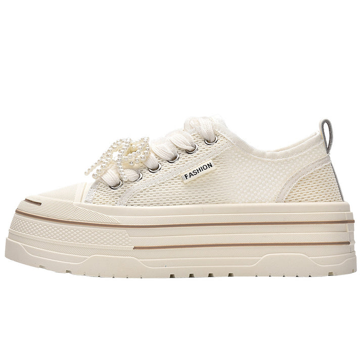 Damen Plateausneaker mit modischem Mesh-Obermaterial und trendigen Perlendetails Drune