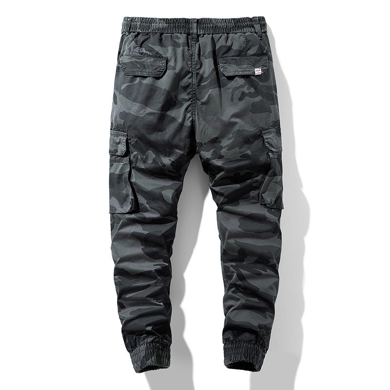 Herren Camouflage-Utility-Cargohose im Joggerstil mit Tunnelzugbund und verstärkten Kniepartien Drune