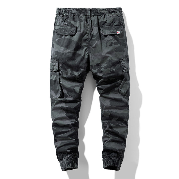 Herren Camouflage-Utility-Cargohose im Joggerstil mit Tunnelzugbund und verstärkten Kniepartien Drune