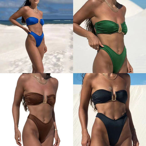 Damen Bandeau-Bikini mit elegantem Schlüssel-Detail Drune