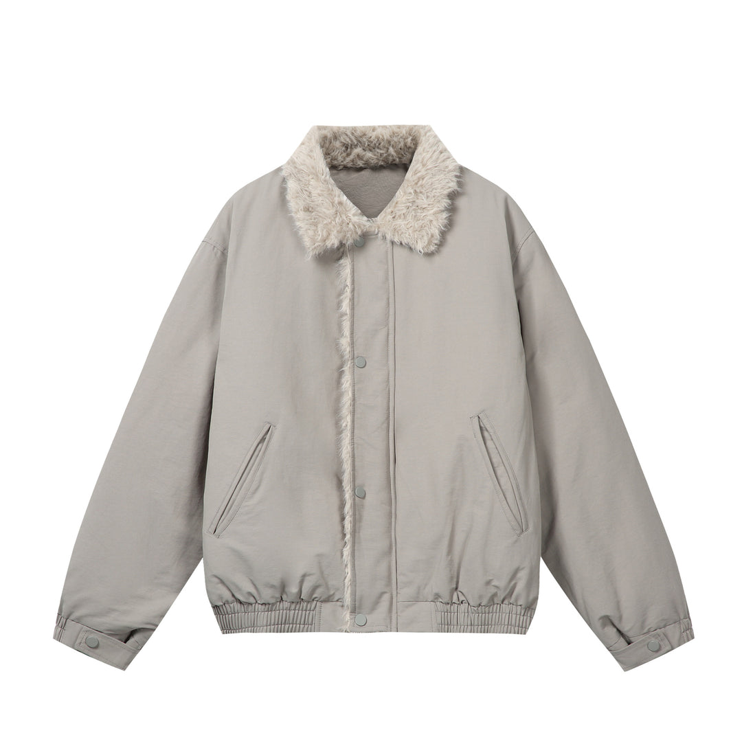 Damen Minimalistische Thermo‑Blousonjacke mit Kunstfell‑Umlegekragen und elastischem Tunnelzugsaum Drune