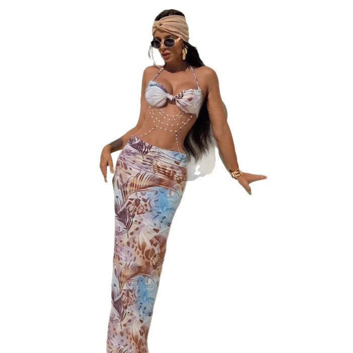 Damen Strandkleid mit trendigem Leo-Print und raffinierten Schnürdetails Drune