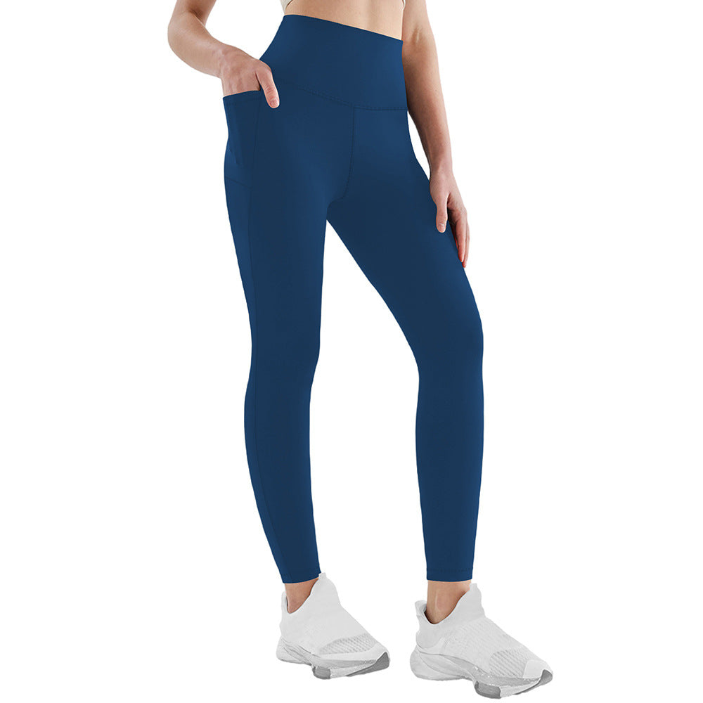 Damen Athletische Stretch-Leggings mit hoher Taille und seitlichen Taschen Drune
