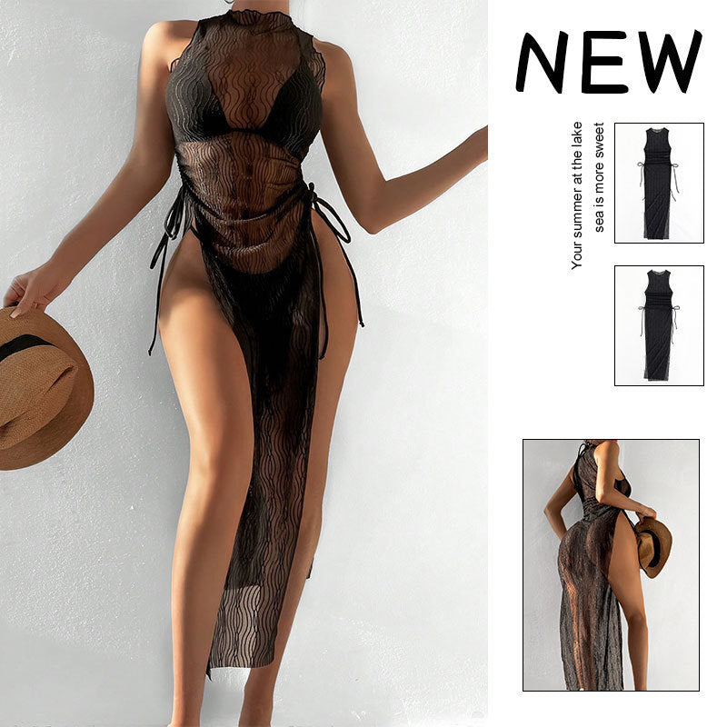 Damen Maxikleid mit taillierter Silhouette und elastischen Bindebändern Drune