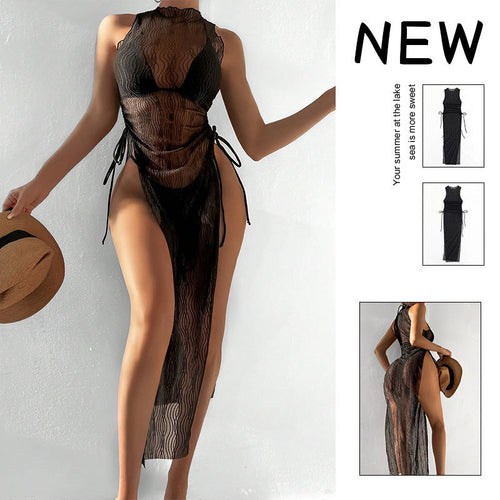 Damen Maxikleid mit taillierter Silhouette und elastischen Bindebändern Drune