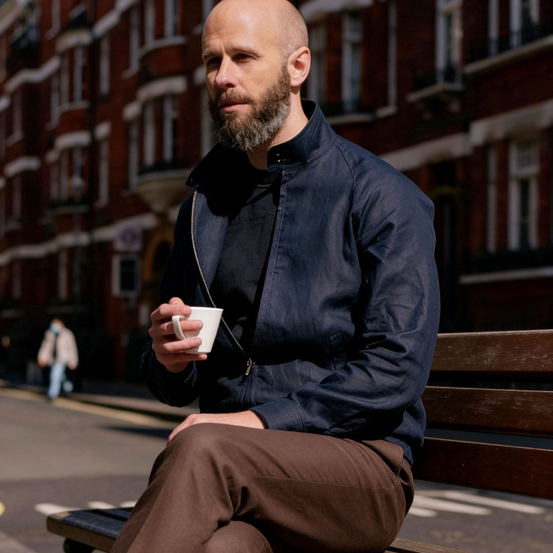 Herren Leichte Harrington-Jacke mit Stehkragen und Reißverschluss Drune