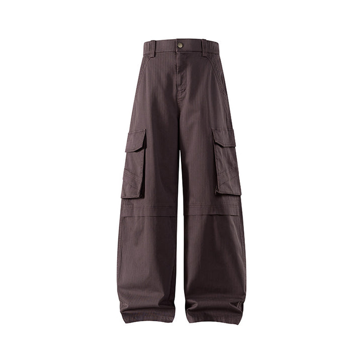 Damen weite Cargo-Hose mit hoher Taille und Multifunktions-Taschen Drune