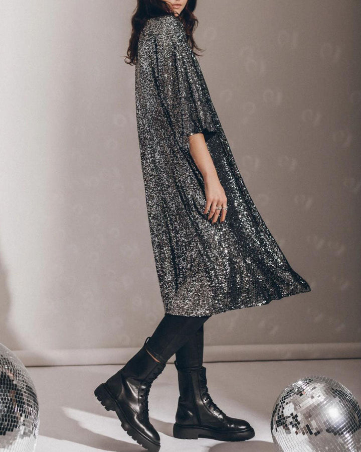 Drune | Viertel Ärmel Party Pailletten Strickjacke Jacke