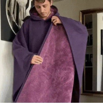 Unisex Kapuzen-Poncho-Decke mit wärmendem Fleecefutter und Oversize-Schnitt Drune