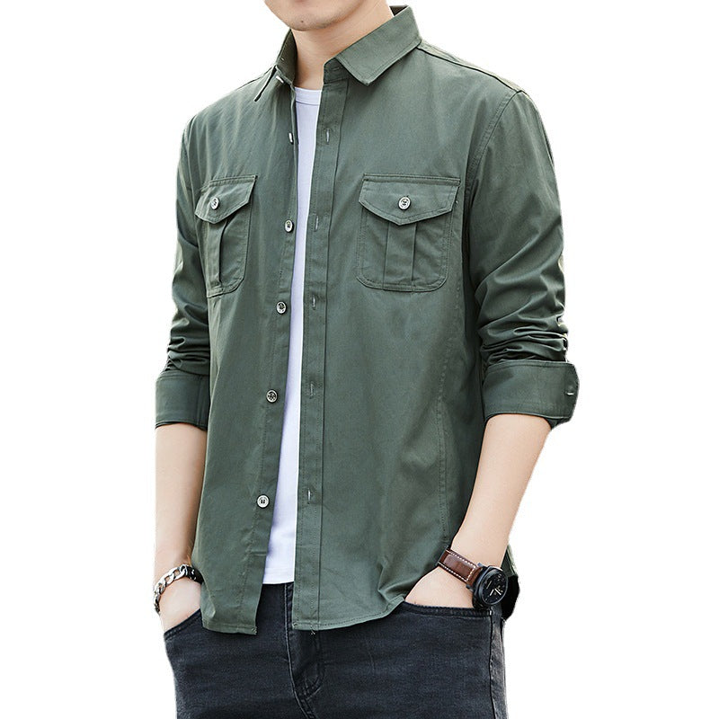 Herren Leichtes Military-inspiriertes Overshirt mit Epauletten und Brustpattentaschen Drune