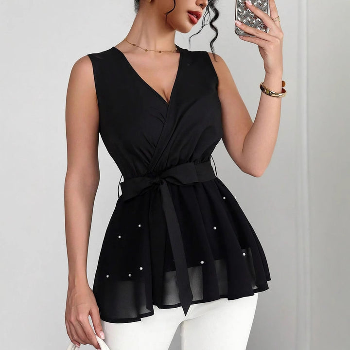 Damen Elegantes Wickeloberteil mit dekorativen Perlen Drune