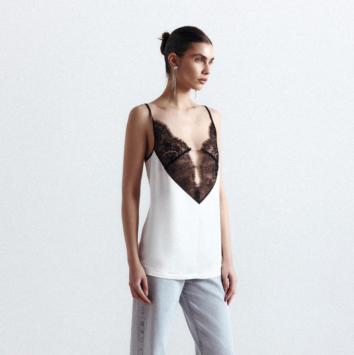 Damen elegante Bluse mit Spitze Drune