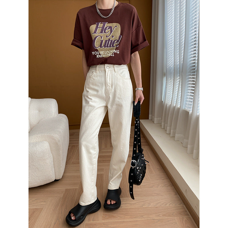 Damen lässiges Oversized T-Shirt mit auffälligem Druck und weichem Material Drune