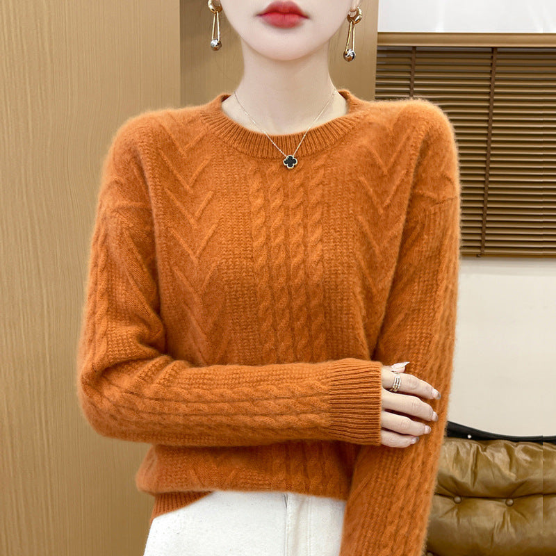 Damen Kurzpullover mit Zopfmuster, Rundhals und kaschmirähnlicher Weichheit Drune