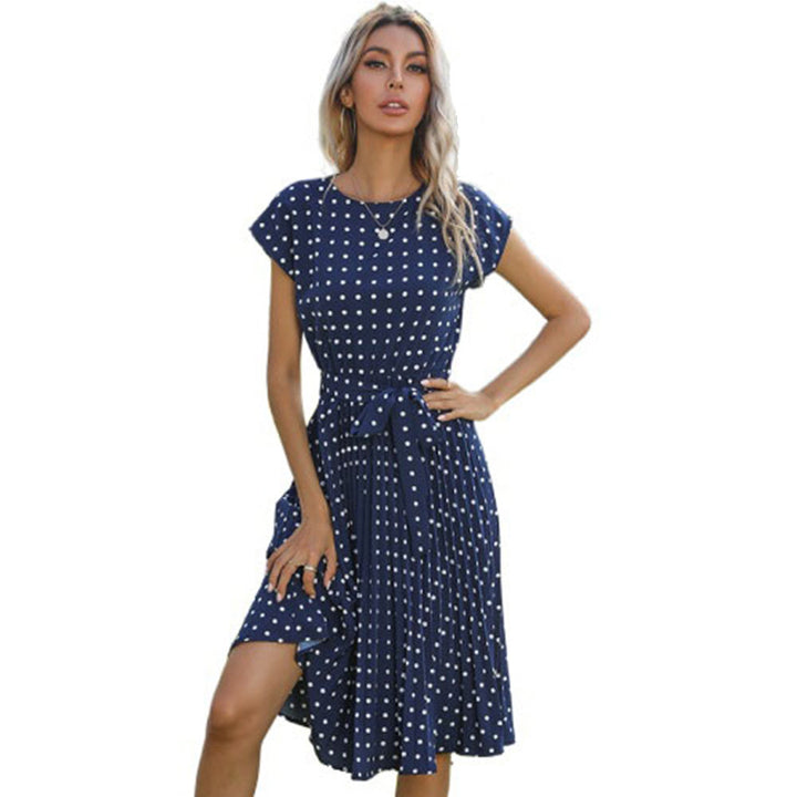 Damen Midi-Kleid mit taillierbarem Gürtel und charmanten Punkten Drune