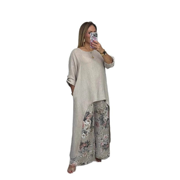Damen lässiges Langarmshirt mit asymmetrischem Saum Drune