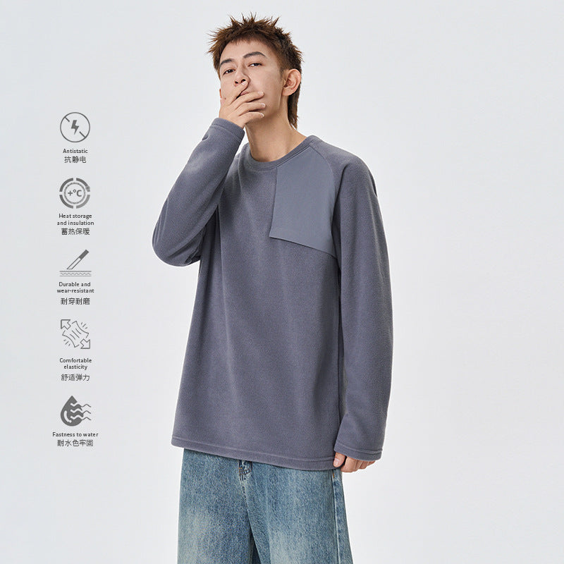 Herren Fleece-Langarmshirt mit asymmetrischer Brustpasse und leichtem Stretch Drune