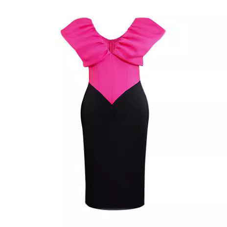 Damen elegantes Abendkleid mit voluminösem Rüschenoberteil Drune