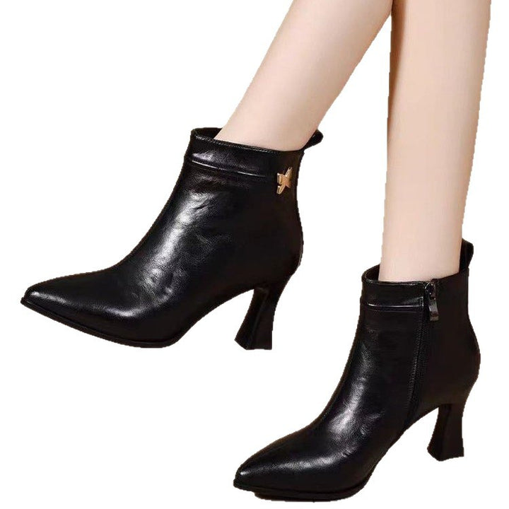 Damen Elegante Stiefeletten mit hohem Absatz und Reißverschluss Drune