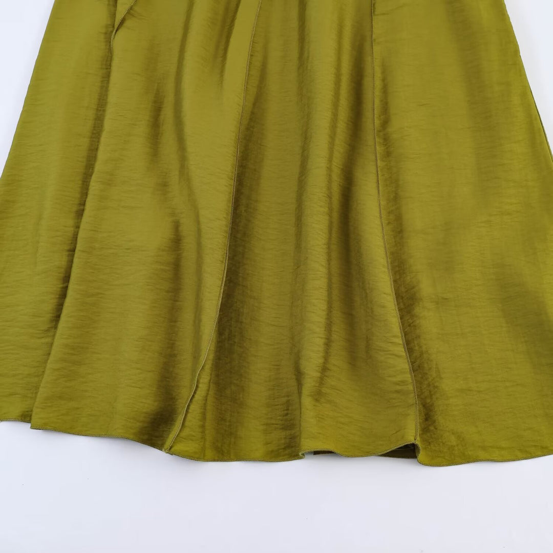 Damen Maxikleid mit schwingendem Saum und dekorativem Gürtel Drune