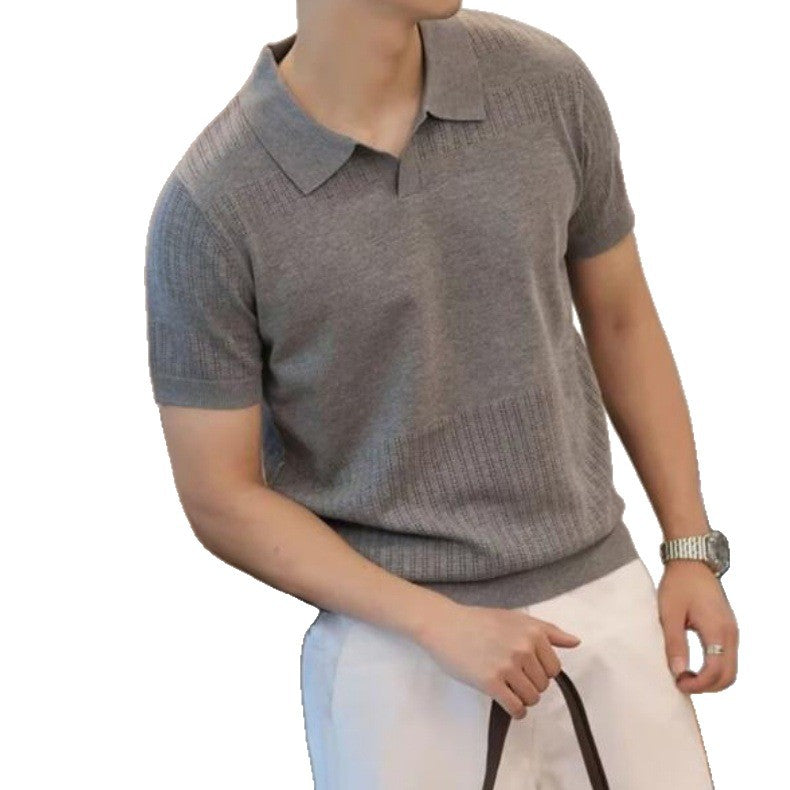 Herren Elegantes Polohemd mit strukturierter Oberfläche Drune
