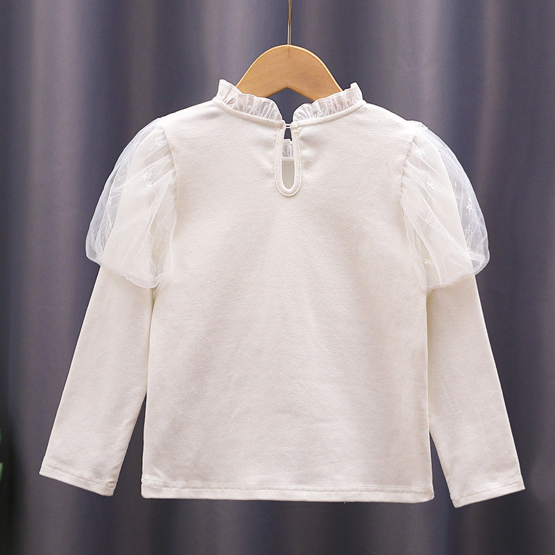 Mädchen T-Shirt mit eleganten Tüllärmeln und Rüschendetails Drune