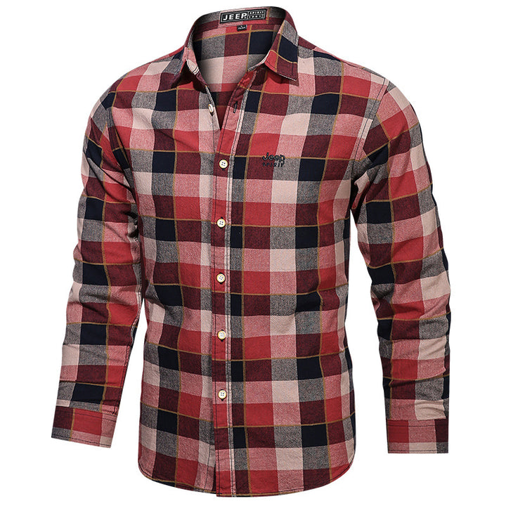 Herren nan tailliertes Karomuster-Flanellhemd mit Brusttasche und weichem Baumwollmix Drune