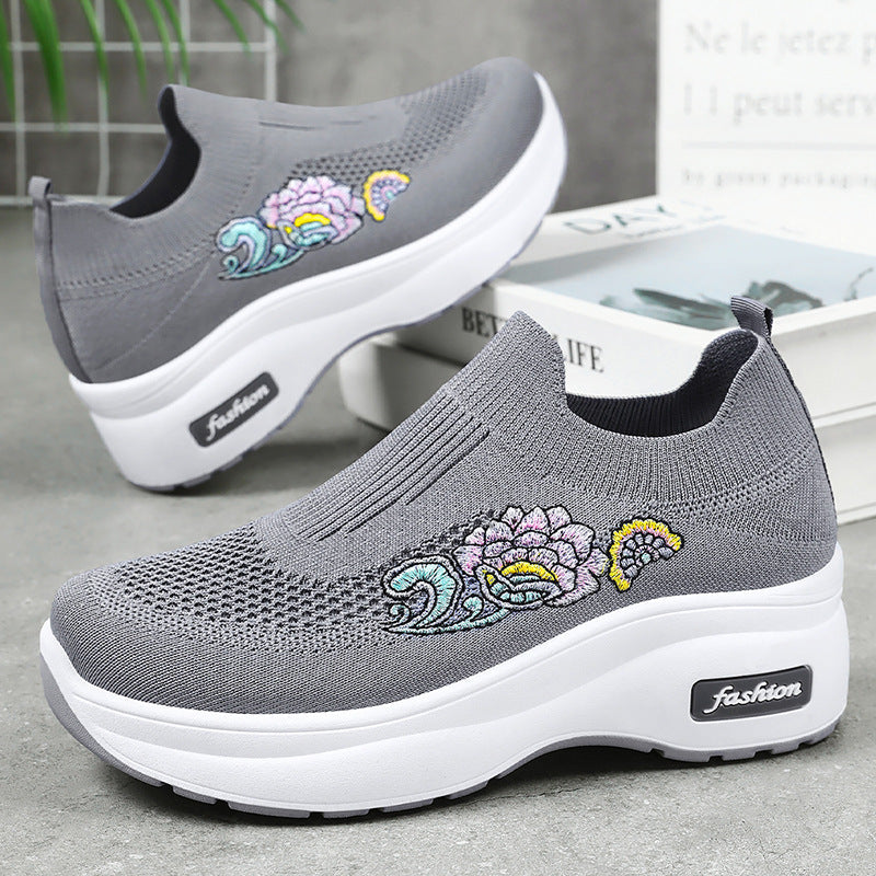 Damen Sportliche Stretch-Sneaker mit floraler Applikation und dämpfender Sohle Drune