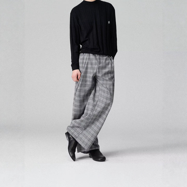 Herren Weitgeschnittene Karottenhose mit Karo-Muster Drune