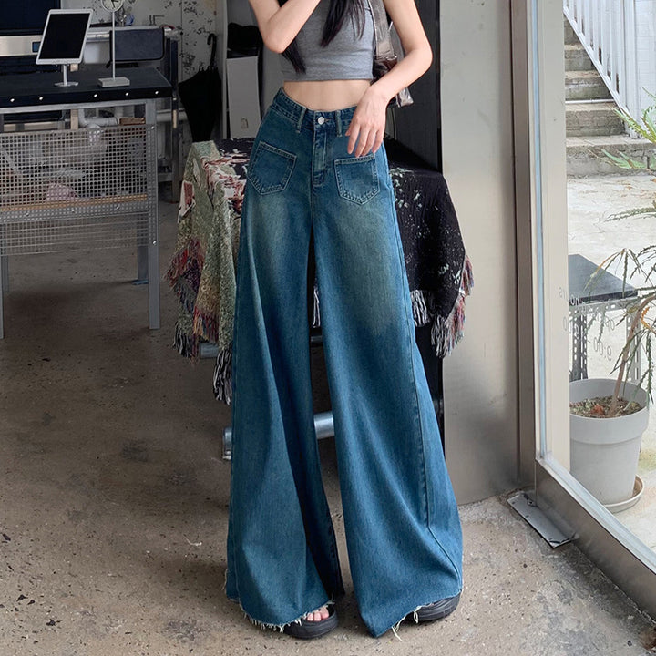 Damen Weitgeschnittene Hochtaillierte Jeans Drune