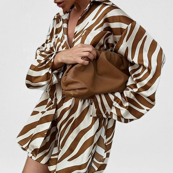 Damen Freizeit-Hemd mit stylischem Tiermuster und lockerer Passform Drune