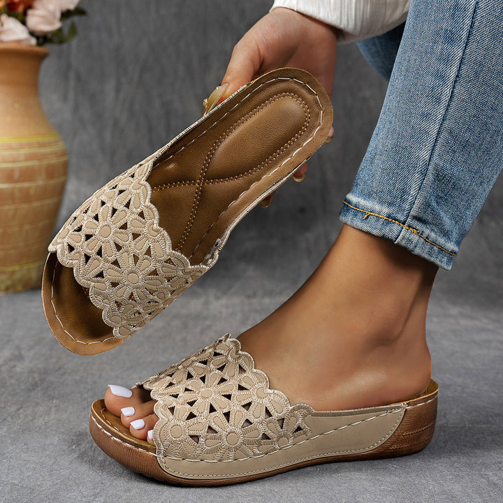 Damen Bequeme Pantoletten mit modischem Blumendesign Drune