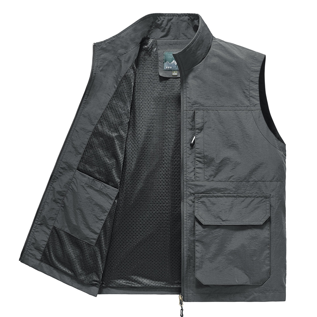 Herren Multifunktionale Utility‑Weste mit Mesh‑Futter, Reißverschluss & Mehrfachtaschen Drune