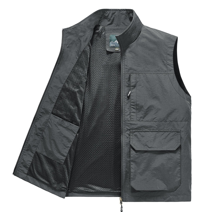Herren Multifunktionale Utility‑Weste mit Mesh‑Futter, Reißverschluss & Mehrfachtaschen Drune