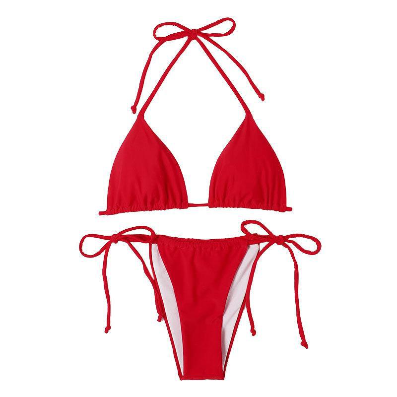 Damen Triangel-Bikini mit verstellbaren Schnürdetails und elastischem Bund Drune