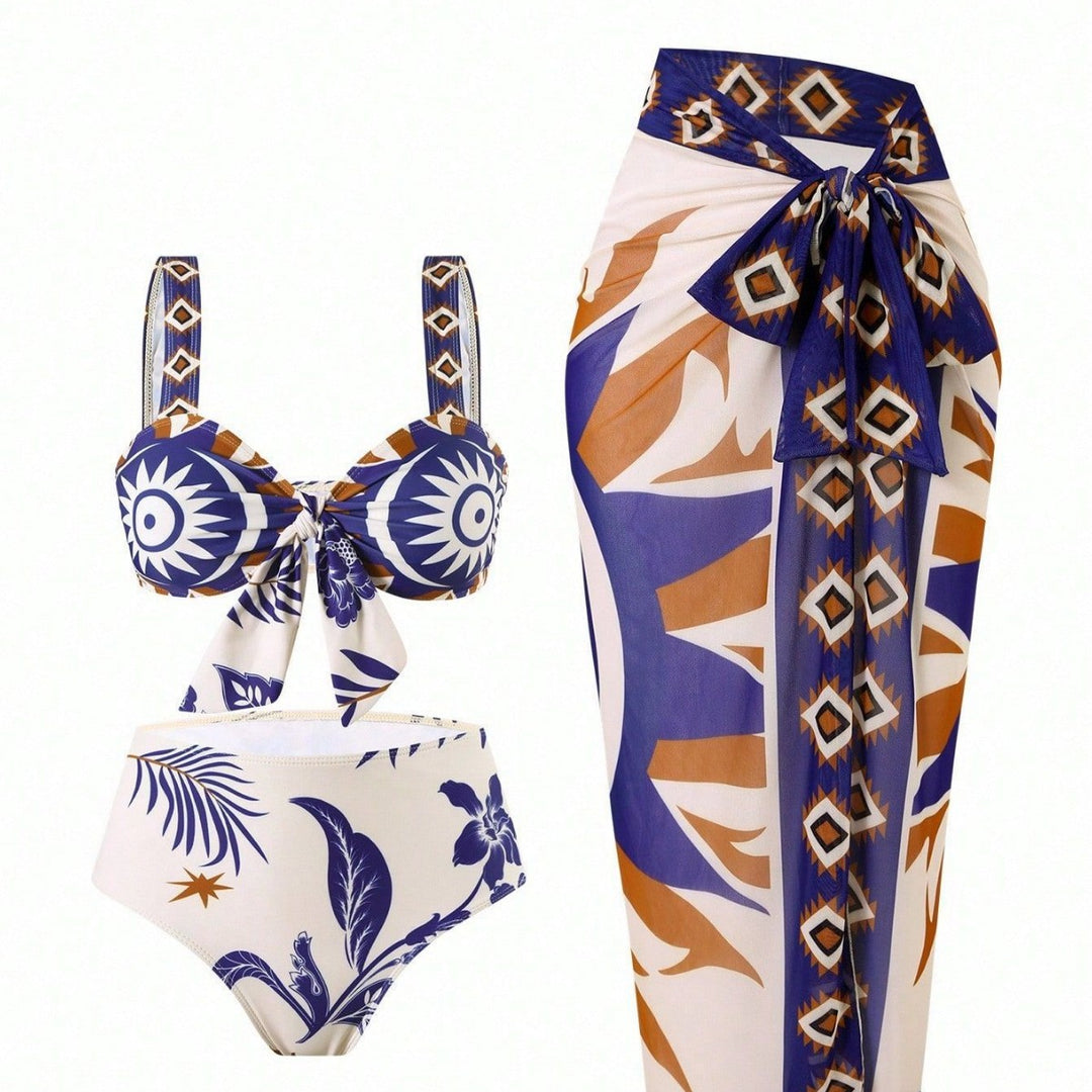 Damen Bandeau-Bikini-Set mit elegantem Überrock Drune