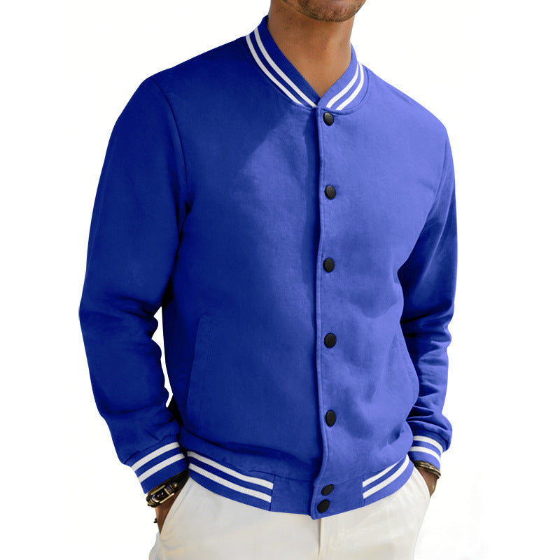 Herren Varsity-Bomberjacke aus Sweat mit gestreiftem Rippkragen Drune